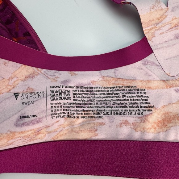 Victoria Secret On Point Sweat Sport Bra Padded Front Zip Wire Mulit-Color 38DDD - Picture 9 of 16